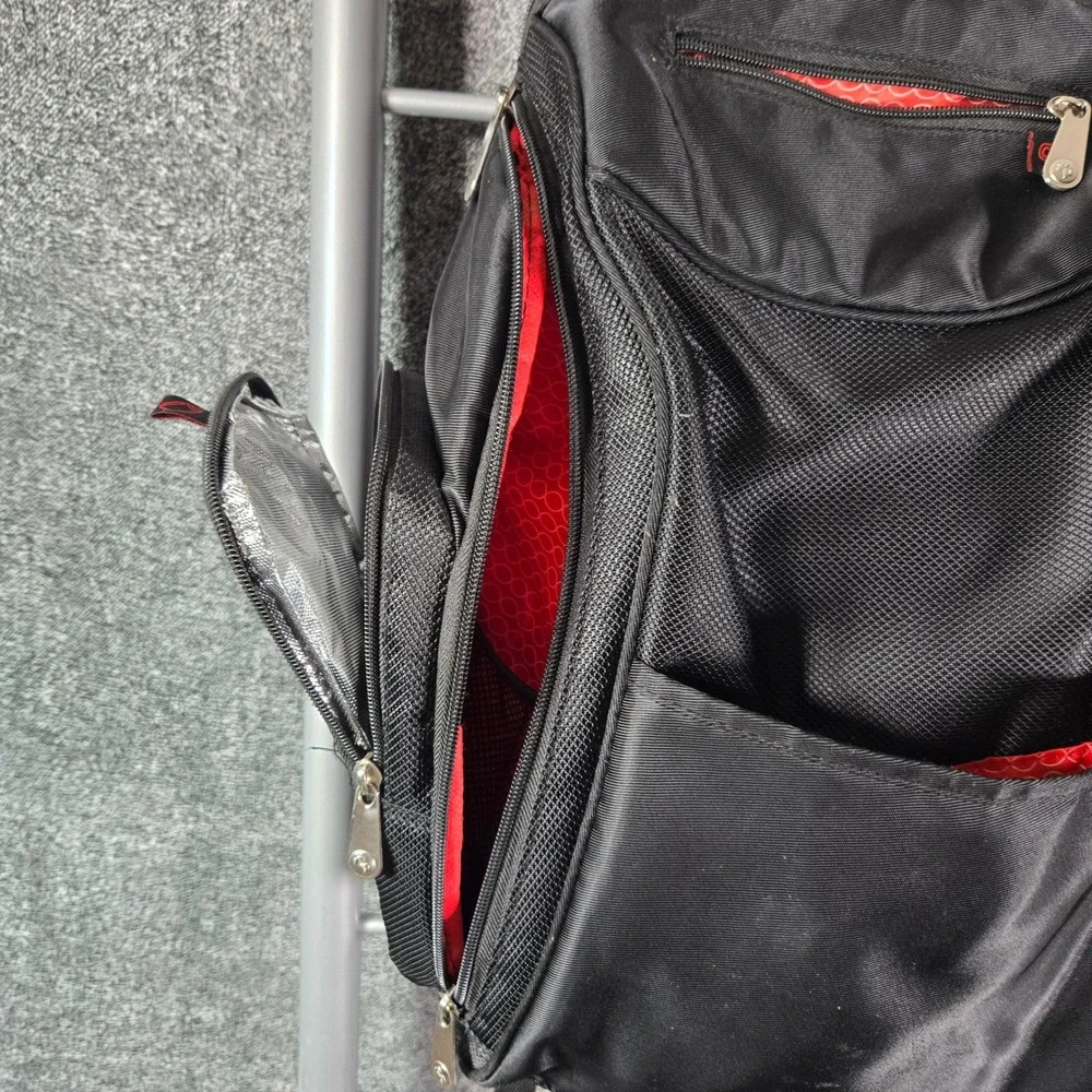 Fisher-Price Diaper Bag Backpack Black Red Insulated Bottle Wipes Pocket S91399